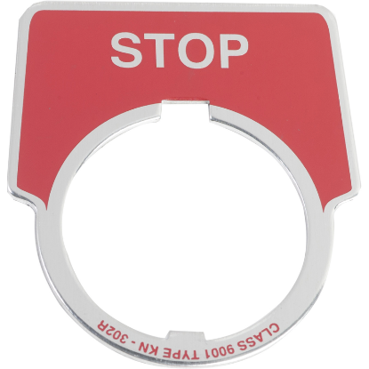 Picture of Legend, Harmony 9001K, Harmony 9001SK, 30mm, aluminium, red with silver letters, 44x50mm, marking STOP