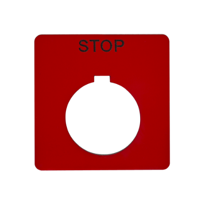 Picture of Legend, Harmony 9001K, Harmony 9001SK, 30mm, plastic, red with black letters, 57mm square, marking STOP