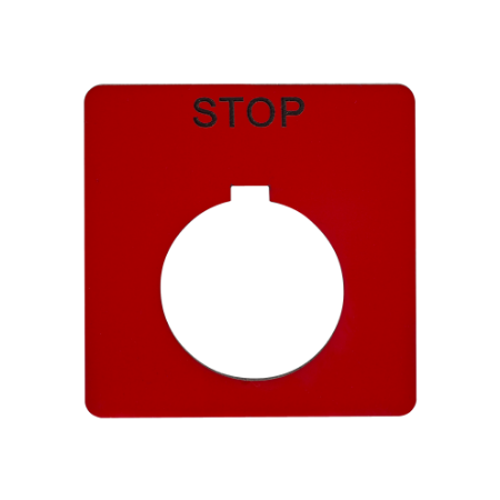 Picture of Legend, Harmony 9001K, Harmony 9001SK, 30mm, plastic, red with black letters, 57mm square, marking STOP
