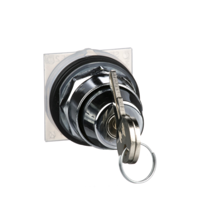 Picture of Head for key selector switch, Harmony 9001K, metal, key switch, 30mm, key E10, 3 positions, stay put