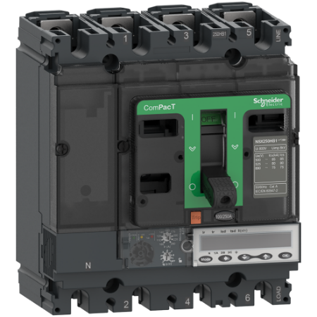 Picture of Circuit breaker, ComPacT NSX100HB1, 75kA/690VAC, 4 poles, MicroLogic 6.2E trip unit 40A