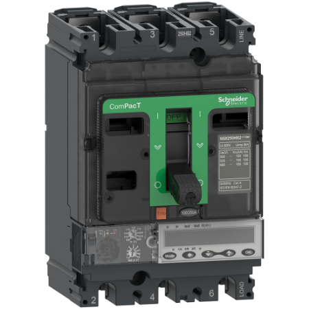 Picture of Circuit breaker, ComPacT NSX100HB2, 100kA/690VAC, 3 poles, MicroLogic 5.2E trip unit 40A