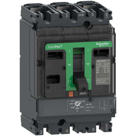 Picture of Circuit breaker, ComPacT NSX100HB2, 100kA/690VAC, 3 poles, MA trip unit 100A