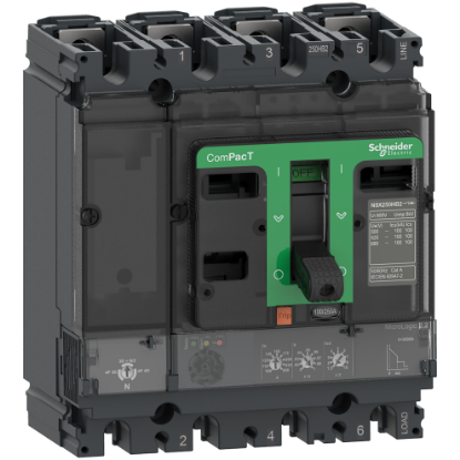 Picture of Circuit breaker, ComPacT NSX100HB2, 100kA/690VAC, 4 poles, MicroLogic 2.2 trip unit 40A