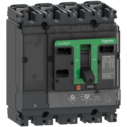 Picture of Circuit breaker, ComPacT NSX100N, 50kA/415VAC, 4 poles 3D (neutral not protected), TMD trip unit 40A