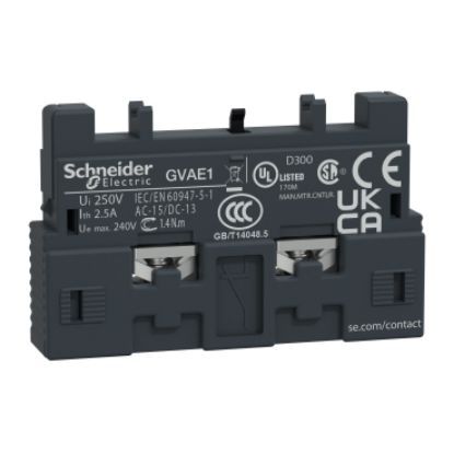Picture of TeSys; TeSys Deca, Auxiliary contact block,TeSys Deca, 1NO/NC,front mounting,for GV2