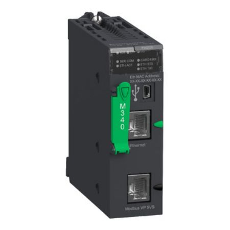 Picture of processor, Modicon M340, max 1024 discrete, 256 analog IO, Modbus, Ethernet