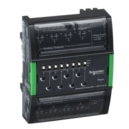 Picture of Central I/O module, SpaceLogic, 8 analog voltage/current outputs, hand control/override switches