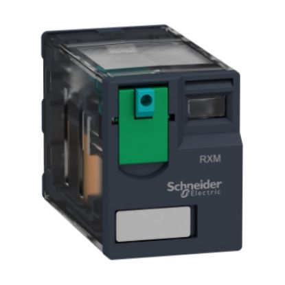 Picture of miniature plug in relay, Harmony Electromechanical Relays, 10A, 3CO, lockable test but to n, 24V DC