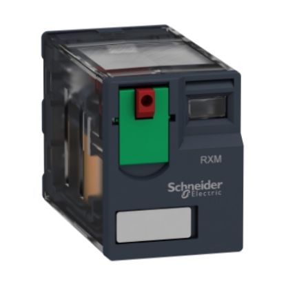 Picture of miniature plug in relay, Harmony Electromechanical Relays, 10A, 3CO, lockable test but to n, 120V AC