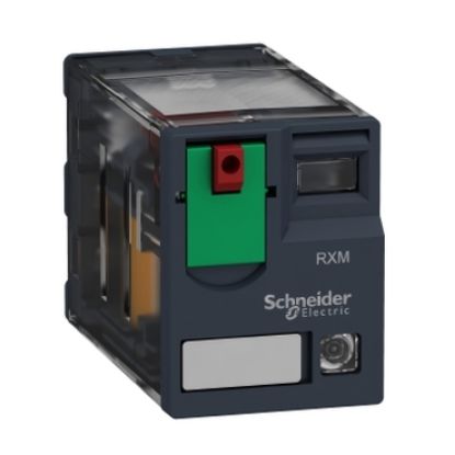 Picture of miniature plug in relay, Harmony Electromechanical Relays, 10A, 3CO, with LED, lockable test but to n, 120V AC