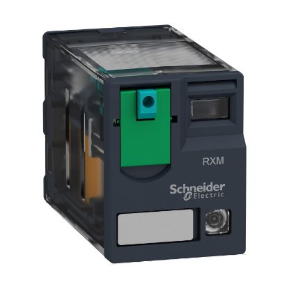 Picture of miniature plug in relay, Harmony Electromechanical Relays, 10A, 3CO, with LED, lockable test but to n, 12V DC
