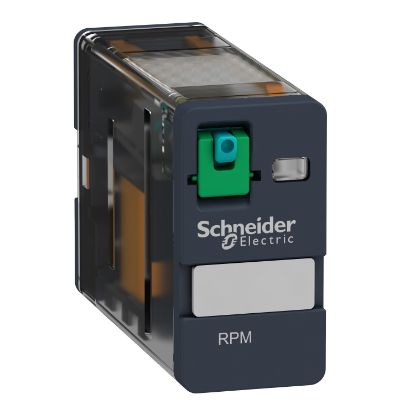 Picture of plug-in relay, Harmony electromechanical relays, 15A, 1CO, lockable test button, 24V DC