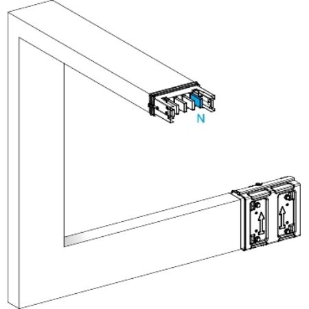 Picture of Multiple, Canalis KSA250, aluminium, 250A, all sides made to measure, upward then turns left, 3L+N+PE, white RAL9001