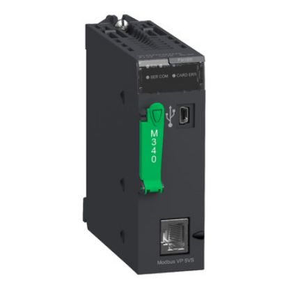 Picture of processor, Modicon M340, max 512 discrete, 128 analog IO, Modbus
