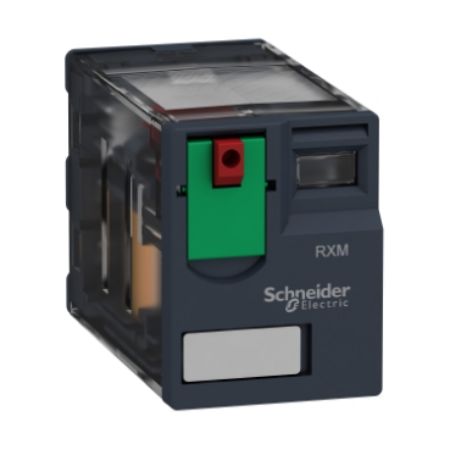 Picture of miniature plug in relay, Harmony Electromechanical Relays, 6A, 4CO, lockable test but to n, 240V AC