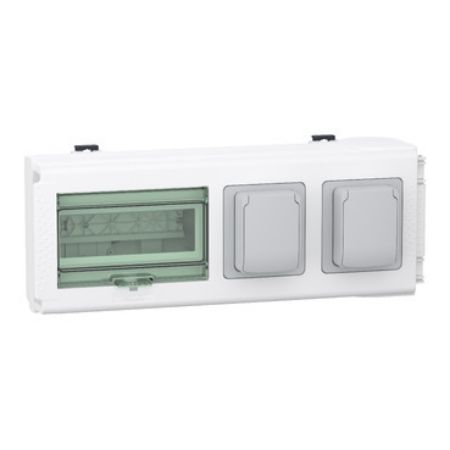 Picture of Tap off unit, Canalis KN, for modular devices, 32A, 3L+N+PE, up to 8 modules of 18mm, with 2 NF power sockets, IP55