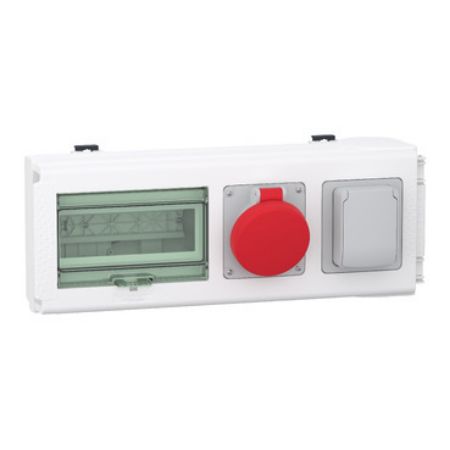Picture of Tap off unit, Canalis KN,  for modular devices, 32A, 3L+N+PE, 8 modules of 18mm, 1 NF and 1 IEC power sockets, IP55