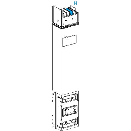 Picture of Vertical distribution length, Canalis KSA630, aluminium, 500/630A, fixed length 0.8m, 1 outlet, 3L+N+PE, white RAL9001