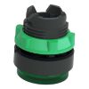 Picture of Harmony XB5, Head for illuminated push button, green projecting, 22mm, universal LED, spring return, unmarked