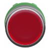 Picture of Harmony XB5, Head for illuminated push button, plastic, red flush, 22mm, universal LED, spring return, plain lens