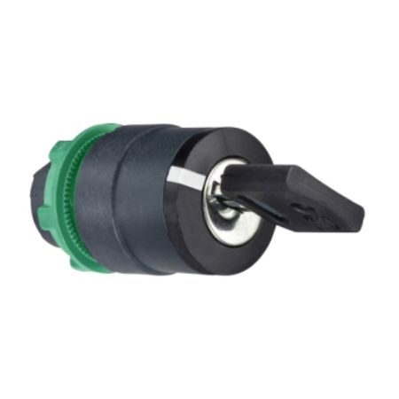 Picture of Head for key selector switch, Harmony XB5, Harmony XALF, key switch selector head, plastic, black, 22mm, key 421E, 2 positions, stay put