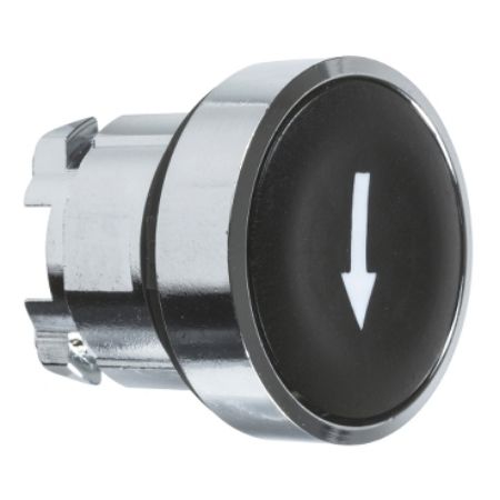 Picture of Harmony XB4, Push button head, metal, flush, black, 22mm, spring return, marked DOWN ARROW
