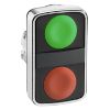 Picture of Head for double headed push button, Harmony XB4, metal, 22mm, 1 green flush unmarked+1 red flush unmarked