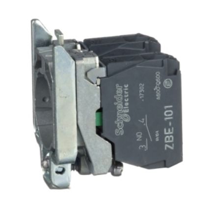 Picture of Harmony XB4, Single contact block with body fixing collar, metal, screw clamp terminal, 2NO