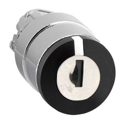Picture of Harmony XB4, Key switch selector head, metal, black, Ø22, key 455, 3 positions, stay put