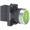 Picture of Complete push button, Easy Harmony XA2, plastic, flush, green, 22mm, spring return, marked I, 1NO