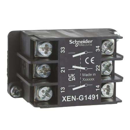Picture of Single contact block, Harmony XAC, spring return, single speed, spring return, front mounting, 2NO+1NC