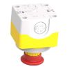 Picture of Control station, Harmony XALD, XALK, plastic, yellow lid, 1 Estop push button 40mm, turn to release, illum ring white red fixed, 1NO 2NC, 24V AC DC