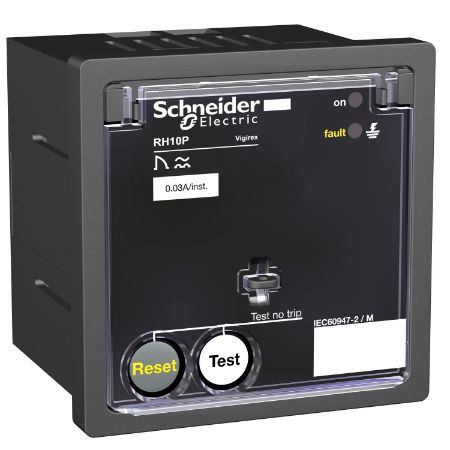 Picture of Residual current protection relay, VigiPacT RH10P, 30mA, 220/240VAC 50/60Hz, front panel mounting