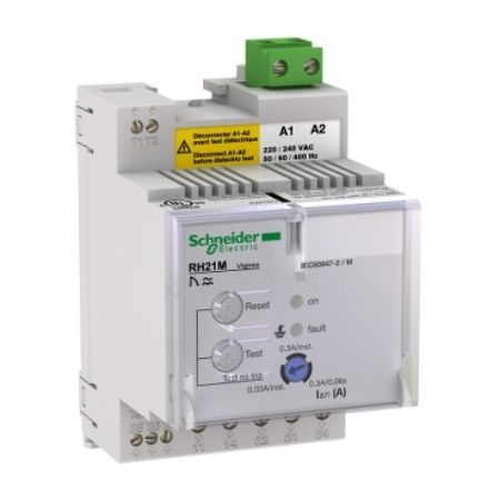 Picture of Residual current protection relay, VigiPacT RH21M, 30mA or 300mA, 380/415VAC 50/60Hz, DIN rail mounting