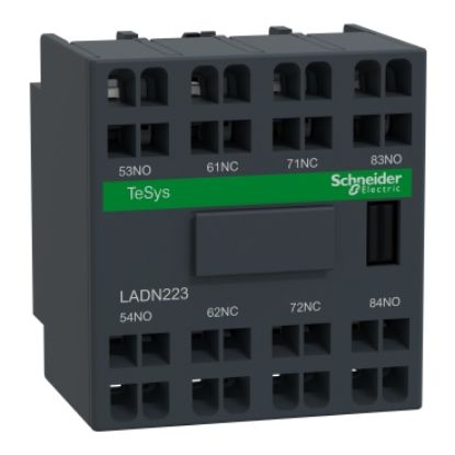 Picture of Auxiliary contact block, TeSys Deca, 2NO+2NC, front mounting, spring terminals