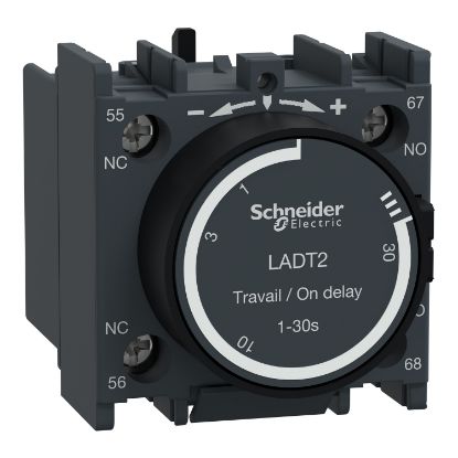 Picture of TeSys; TeSys Deca, Time delay contact block,TeSys Deca, 1NO+1NC,on-delay 1-30s,front