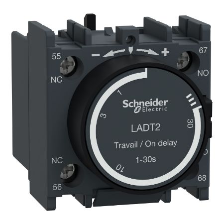 Picture of TeSys; TeSys Deca, Time delay contact block,TeSys Deca, 1NO+1NC,on-delay 1-30s,front