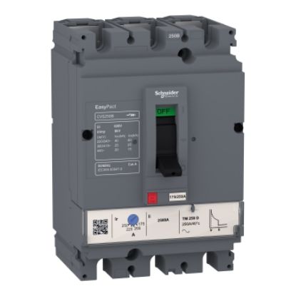 Picture of circuit breaker, EasyPact CVS100B, 25kA at 415VAC, 63A, TM-D trip unit, 3P3d