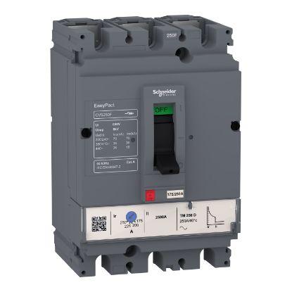 Picture of circuit breaker, EasyPact CVS100F, 36kA at 415VAC, 50A, TM-D trip unit, 3P3d