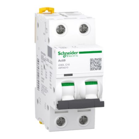 Picture of Miniature circuit breaker (MCB), Acti9 iC60L, 2P, 10A, C curve, 15000A (IEC/EN 60898-1), 25kA (IEC/EN 60947-2)