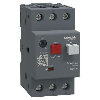 Picture of Motor circuit breaker,Easy TeSys Power,GZ1E,AC-3,3P,1.6..2.5A,thermal magnetic trip