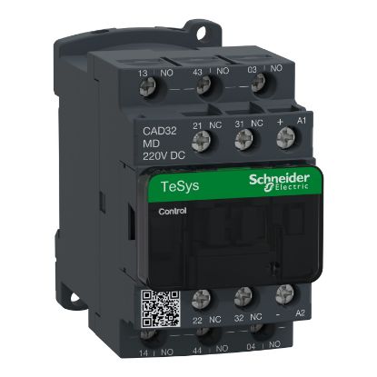 Picture of TeSys; TeSys Deca, Control relay, 3NO+2NC, 0 to 690V, 220VDC standard coil, screw clamp