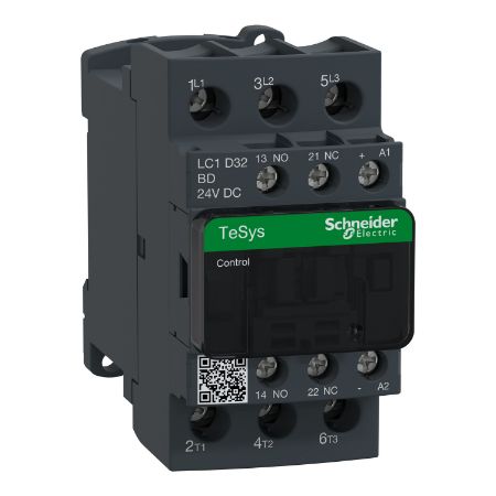 Picture of TeSys D, Contactor, 3P(3 NO), AC-3/AC-3e, 0 to 440V, 32A, 24VDC coil