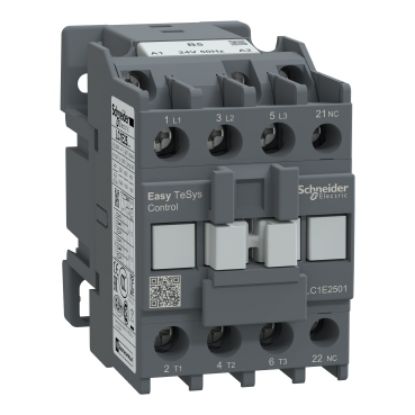 Picture of Contactor,Easy TeSys Control,LC1E,3P(3NO),AC-3,<=440V,25A,24V AC coil,50Hz,1NC auxiliary contact