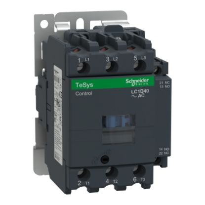 Picture of Contactor, TeSys Deca,3P(3NO),AC-3/AC-3e/<=440V 40A,220V AC 50/60Hz coil, screw clamp terminals