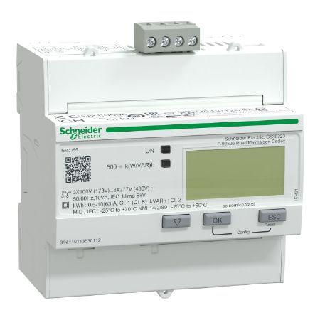 Picture of Acti9, IEM3155 energy meter - 63 A - Modbus - 1 digital I - 1 digital O - multi-tariff - MID