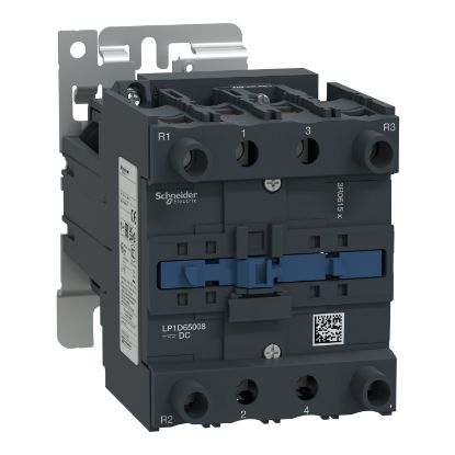 Picture of Contactor, TeSys Deca, 4P(2NO+2NC),AC-1, <=440V, 80A,24V DC coil, screw clamp terminal