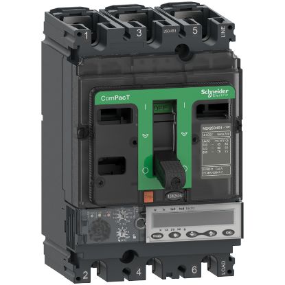 Picture of Circuit breaker, ComPacT NSX100HB2, 100kA/690VAC, 3 poles, MicroLogic 6.2E trip unit 40A