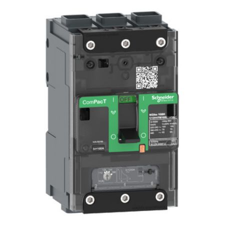 Picture of Circuit breaker, ComPacT NSXm 160B, 25kA/415VAC, 3 poles, TMD trip unit 80A, EverLink lugs